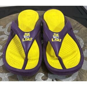 Crocs LSU Tigers Men 12 Flip Flops Sandals Purple Yellow